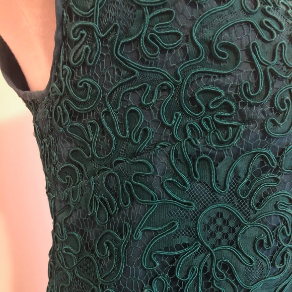 Vintage Custom-Made Emerald Lace/Organza Dress - Picture 6 of 8